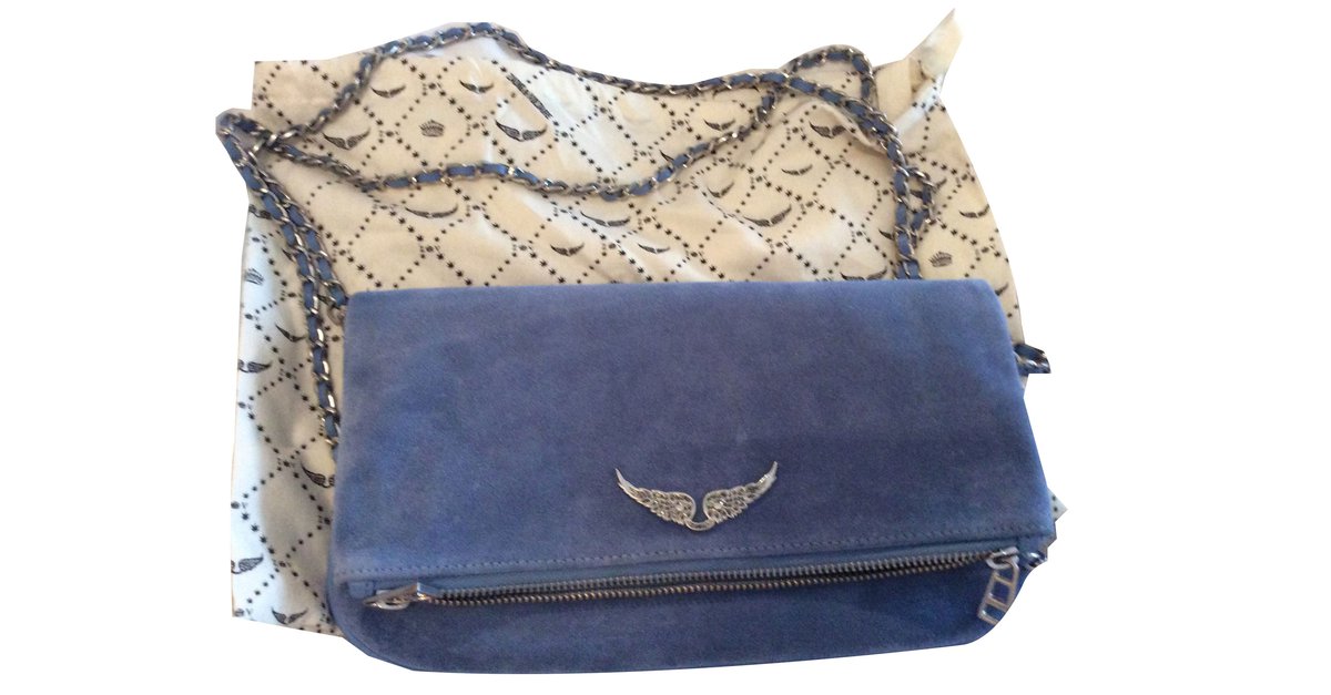 Rock leather clutch bag Zadig & Voltaire Blue in Leather - 34316526