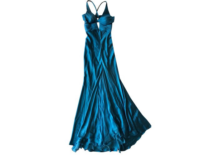 Gianni Versace Maxi dress Blue Silk Joli Closet