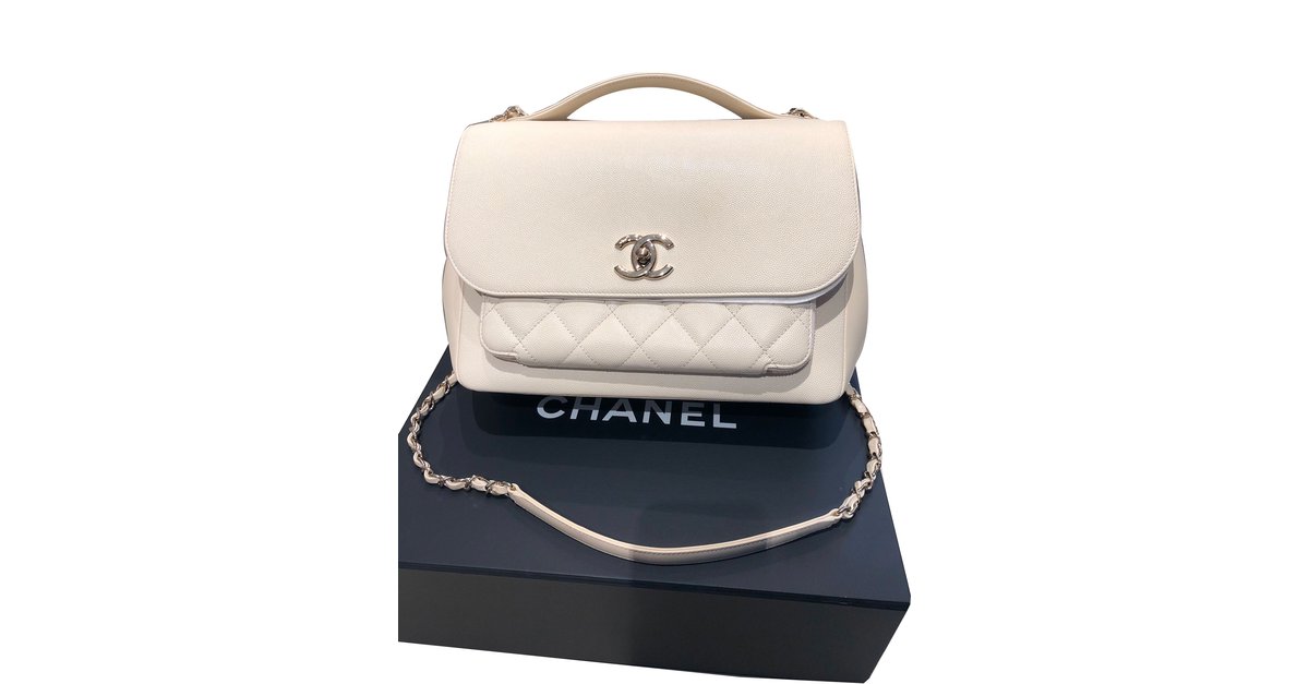 Chanel White Leather Metal Mosaic CC East/West Flap Bag - Yoogi's