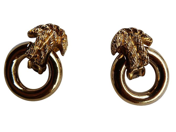 Boucles D'oreilles Clips Guy Laroche Paris - Dorées - Occasion Avec Vert-de-gris