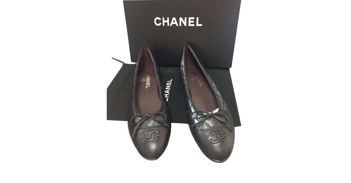Chanel Quilted Ballerinas Black Leather ref.76183