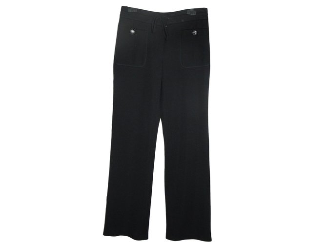 Chanel Pantalon large Laine Noir ref.78522 - Joli Closet