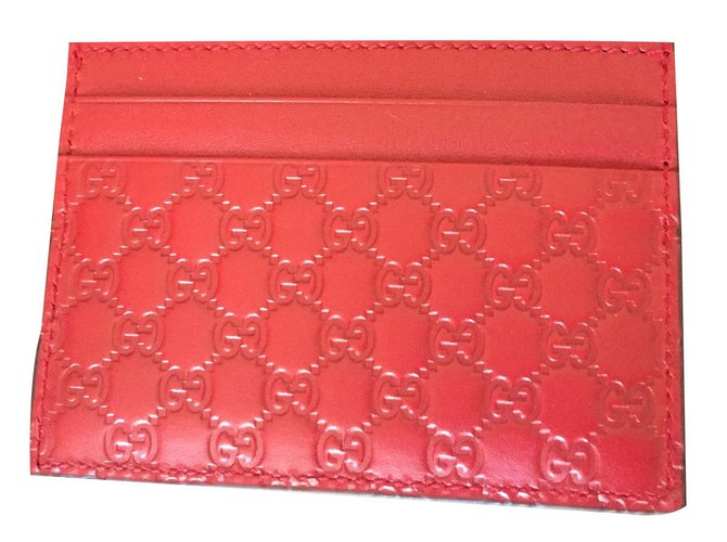 Gucci card holder monogram Red Leather ref.79003 Joli Closet