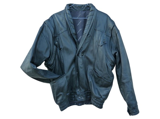 Yves Saint Laurent Men Coats Outerwear Black Leather ref.JC79847