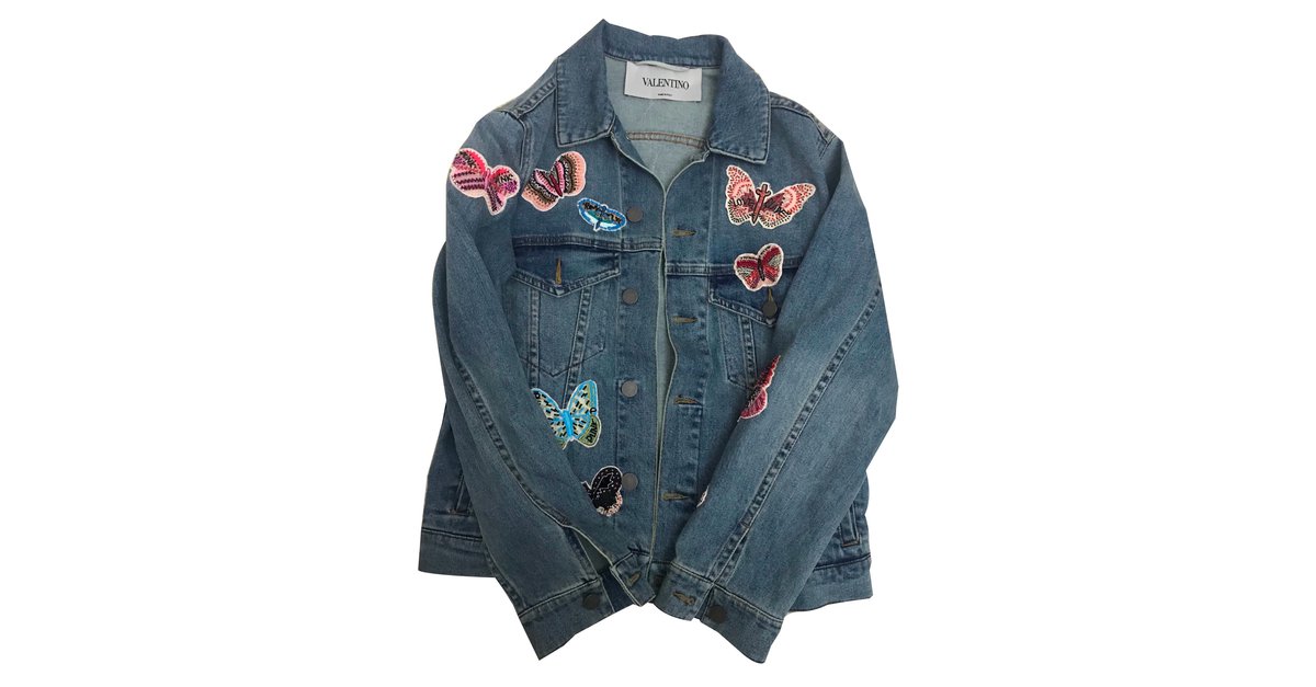 Valentino embroidered butterfly jacket Blue - Joli Closet