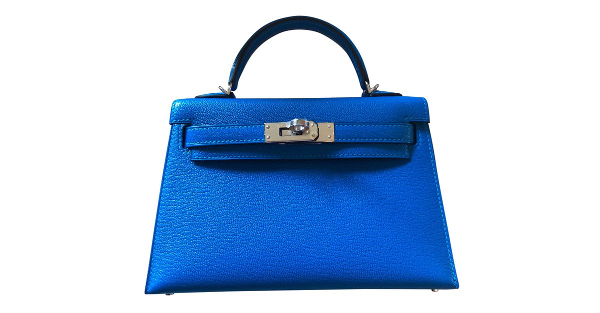 Hermès Kelly Mini Pochette GHW Blue Leather ref.716202 - Joli Closet