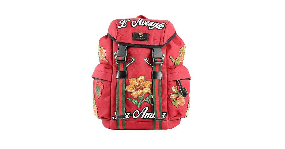 Gucci Backpack Red Polyester  - Joli Closet
