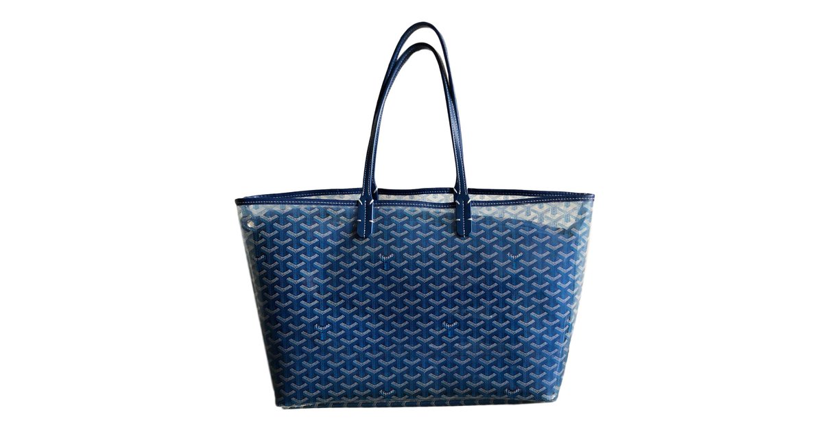 Goyard large transparent vinyl tote bag in blue print Polyester Plastic  Leatherette ref.85624 - Joli Closet