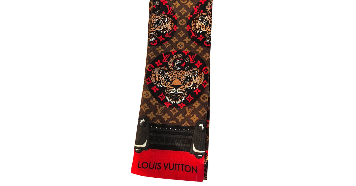 LOUIS VUITTON Scarf Acetate Cotton Beige LV Auth cl331