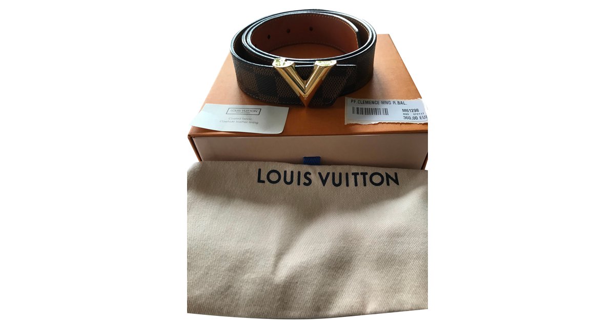 Louis Vuitton Checkers Ebony with V Loop Chocolate Leather ref
