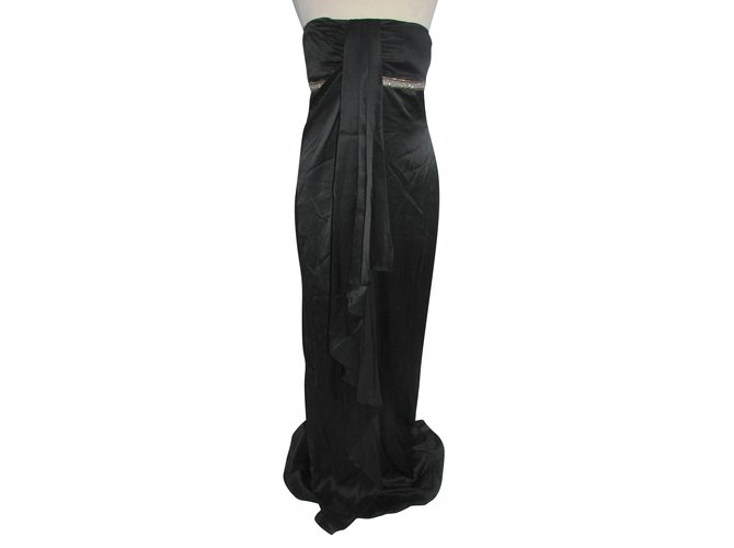 Marchesa Notte black silk strapless Grecian evening gown Silvery ref.89319  - Joli Closet