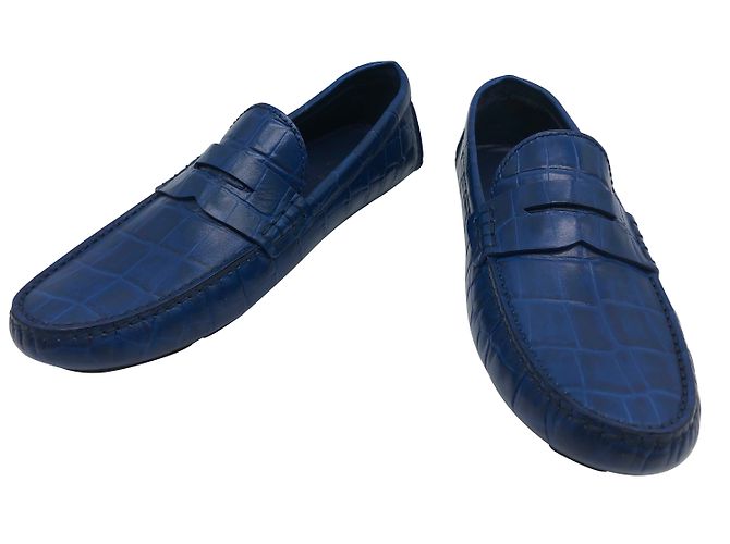Louis Vuitton Loafers Blue Leather ref.90214 - Joli Closet display picture 1