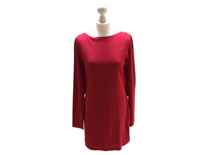 Halston Heritage Cape Dress Dark red Wool Joli Closet