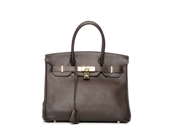 Superbe Sac Herm?�s Birkin 30, Fjord TERRE comme Neuf Cuir Marron ref.93818 - Joli Closet