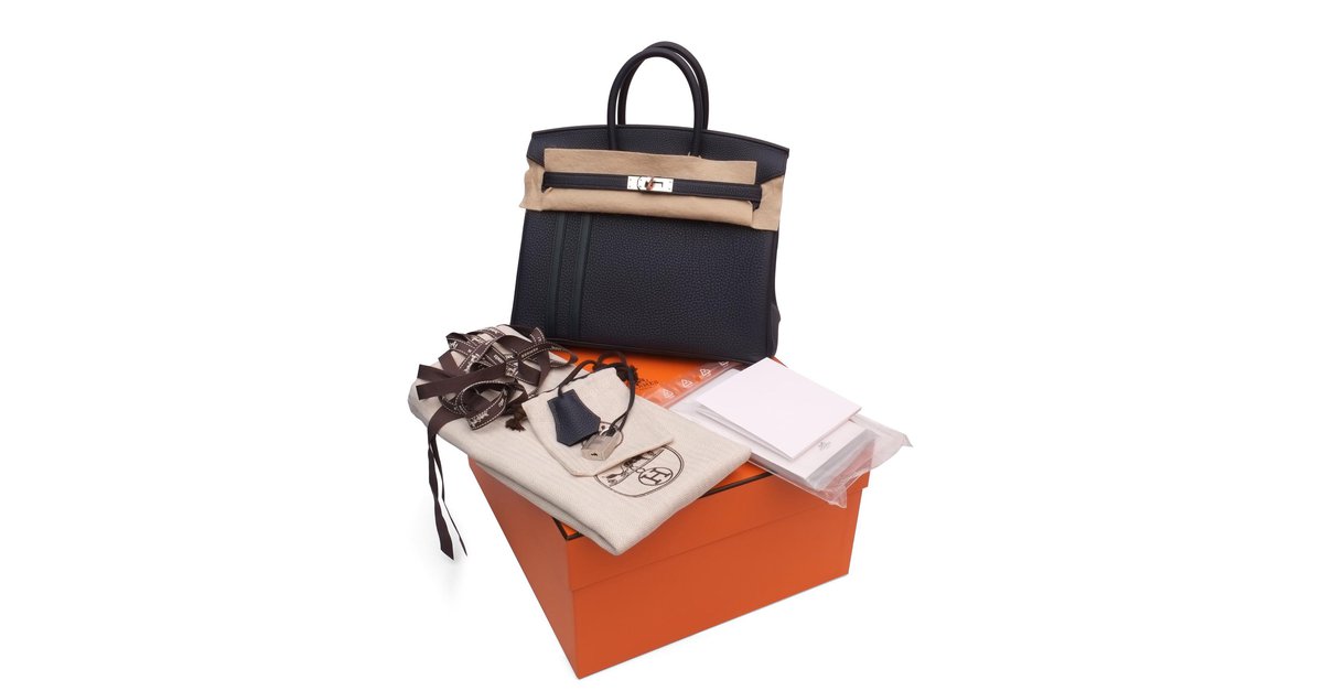 HERMÈS Limited Edition Birkin Officier 25 handbag in Blue Night and Vert  Cypress Togo leather with Palladium hardware-Ginza Xiaoma – Authentic Hermès  Boutique