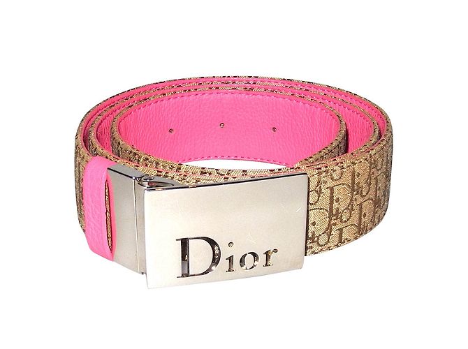Christian Dior belt in monogrammed canvas and pink leather  display picture 1