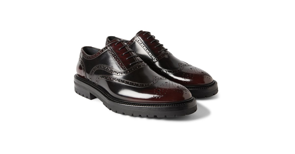 Burberry Prorsum brogues Black Dark red Patent leather ref.100478 Joli Closet