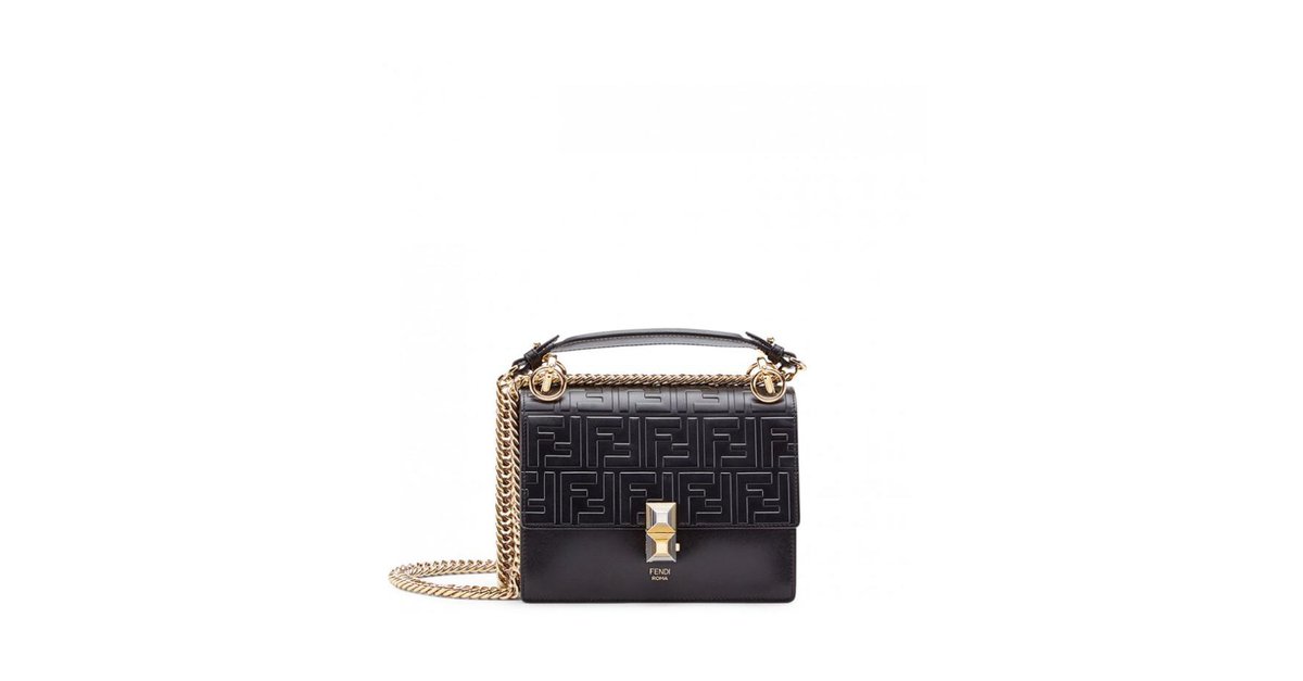 Fendi KAN I SMALL Black Leather ref.101301 Joli Closet