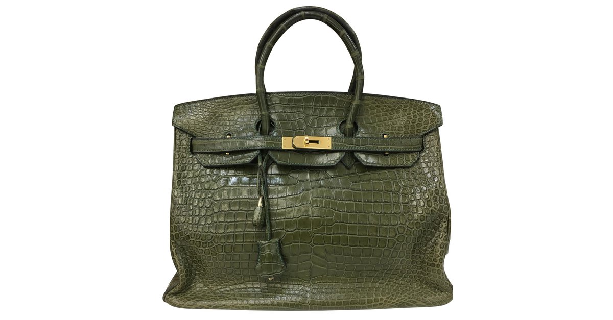 Hermès Birkin Bag 35 Croco Leather in Vert Veronese Green Exotic