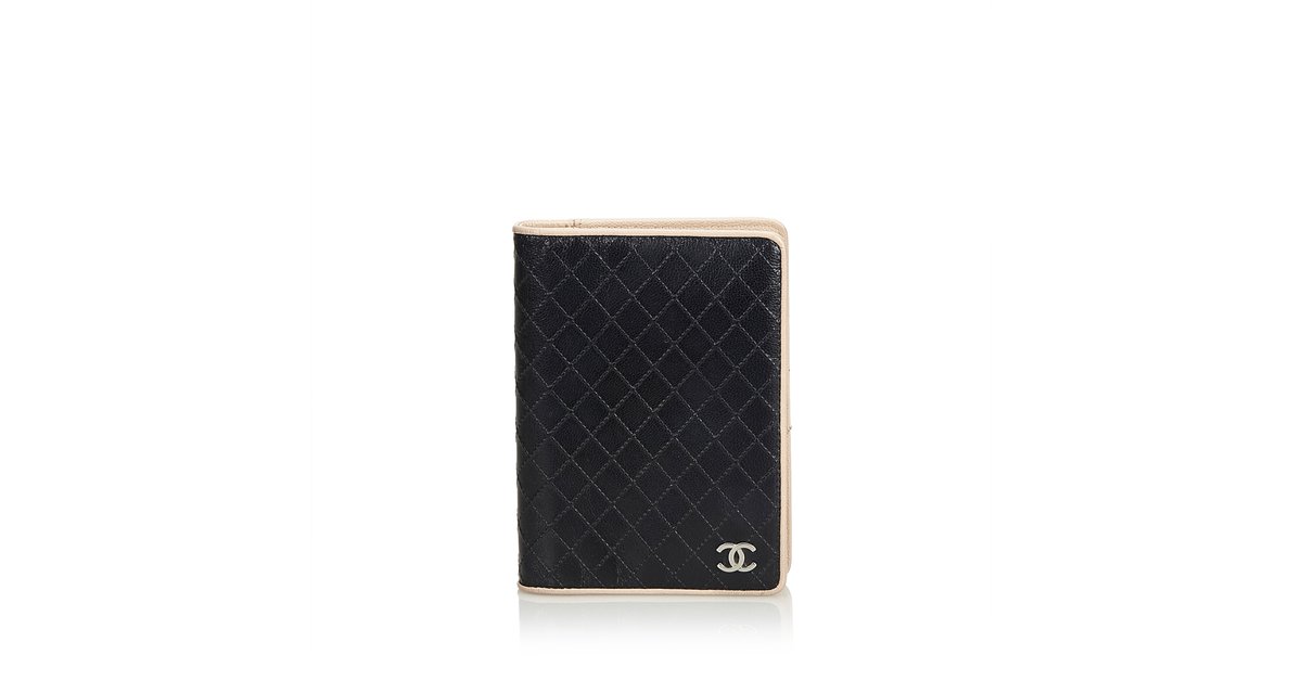 Chanel Leather Notebook Cover Brown Black Beige ref.104887 - Joli Closet