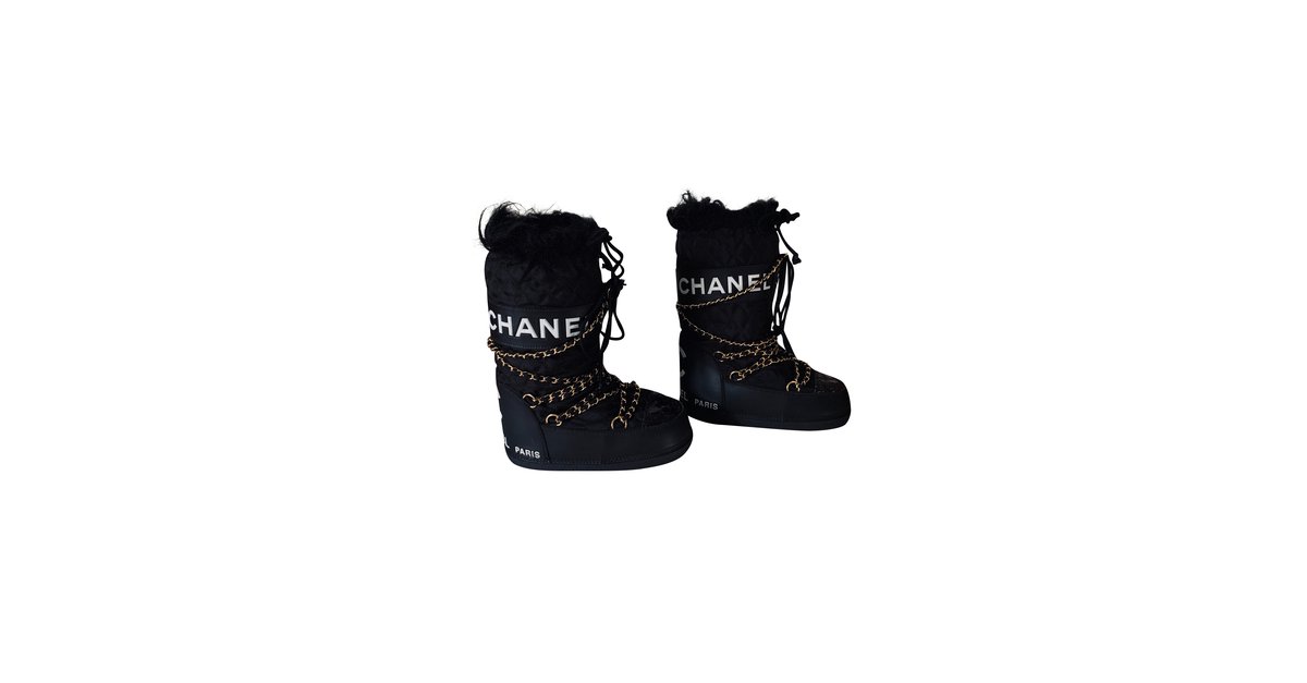 Cloth boots Chanel Navy size 39 IT in Cloth - 38751326