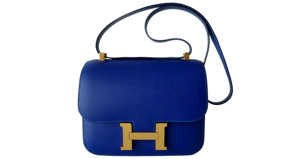 Hermès HERMES CONSTANCE BAG 24 bicolour Blue Light blue Leather ref ...