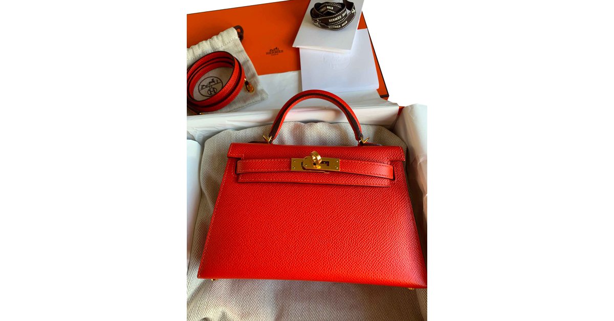 Hermès Hermes Kelly twill charm Red Leather ref.242402 - Joli Closet
