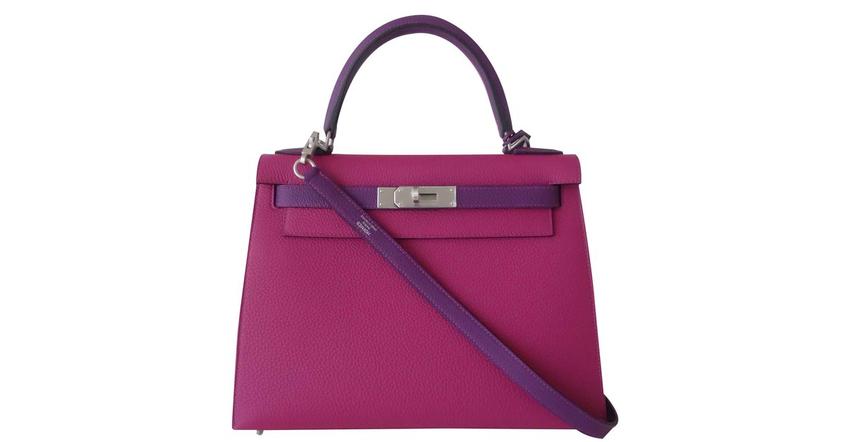 Hermès Hermes Kelly bag 28 Sellier Pink Purple Leather ref.108484 - Joli  Closet