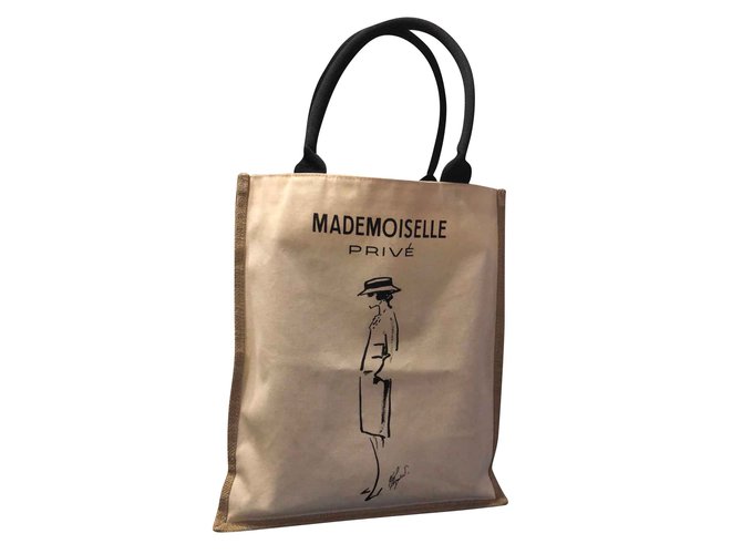 Chanel Tote bag Black Cream Cloth Joli Closet