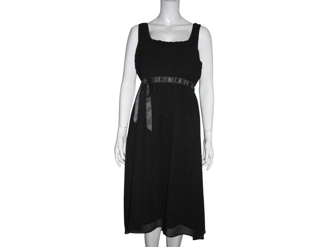 Vera Wang Black chiffon evening dress Polyester ref.109868 - Joli Closet