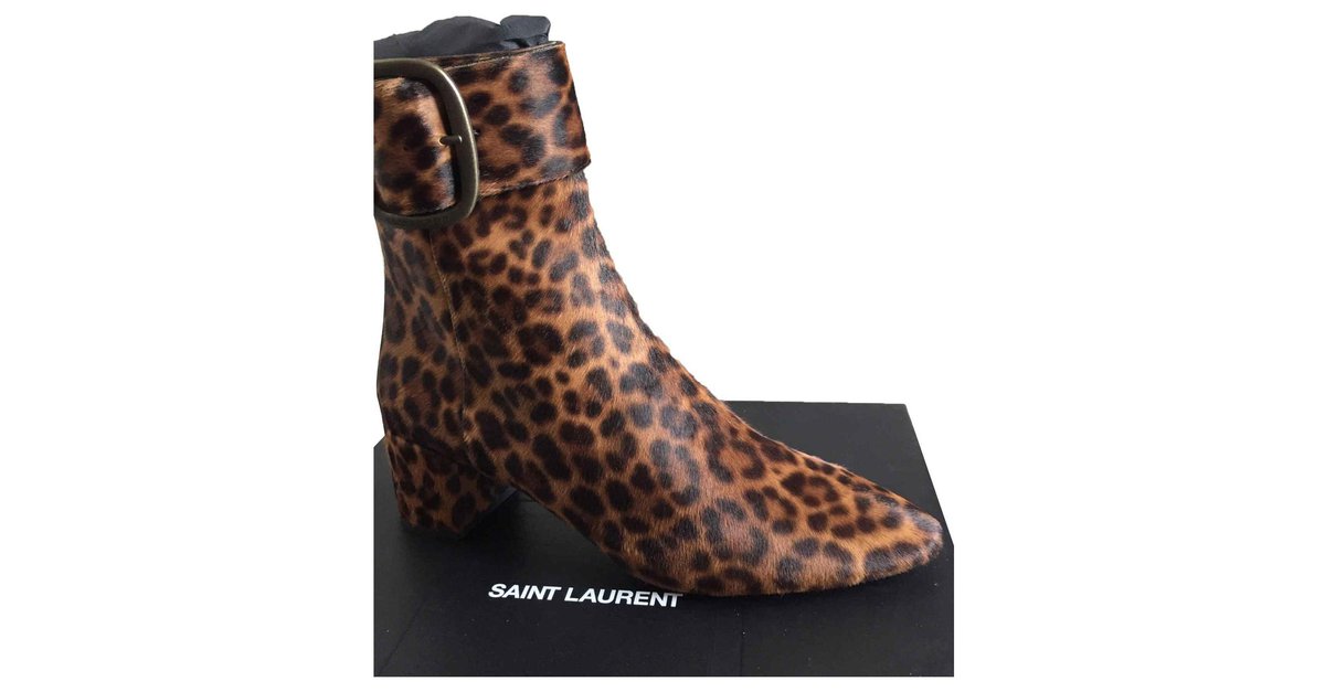 Saint laurent hotsell leopard boots