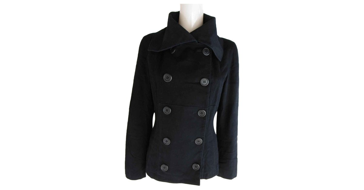 Autre Marque Atsuro Tayama Lined Breasted Jacket Black Cotton Polyurethane Ref Joli Closet