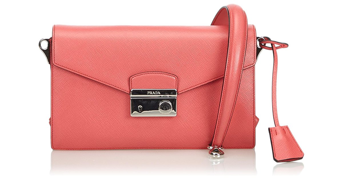 Prada Saffiano Mini Sound Crossbody Bag Pink Leather ref.116151