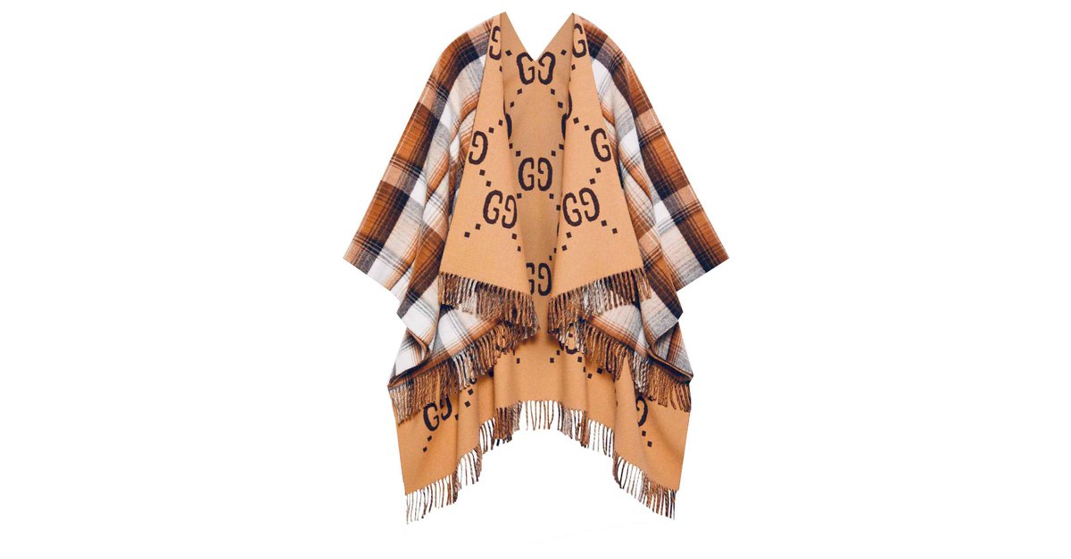 Gucci reversible wool poncho GG Beige ref.116389 - Joli Closet
