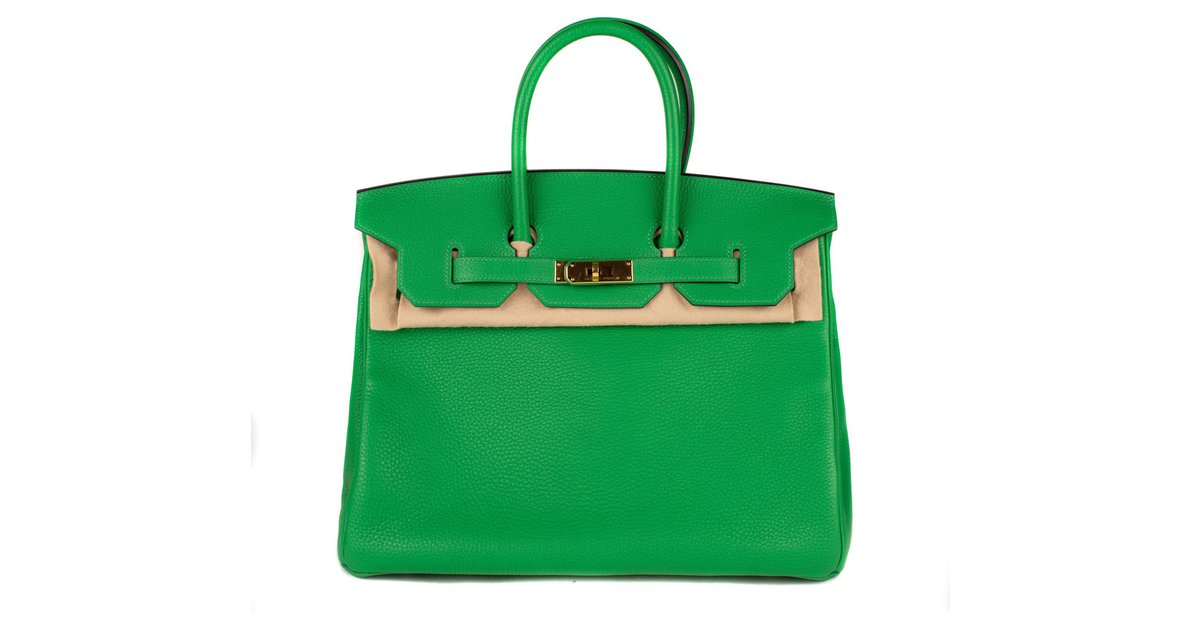 Hermes, Birkin 35, Bamboo green, Togo leather