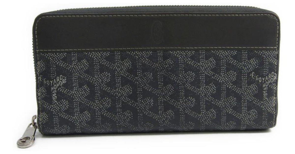 Goyard Blue Goyardine Matignon Wallet GM Dark blue Leather Cloth Pony-style  calfskin Cloth ref.119856 - Joli Closet