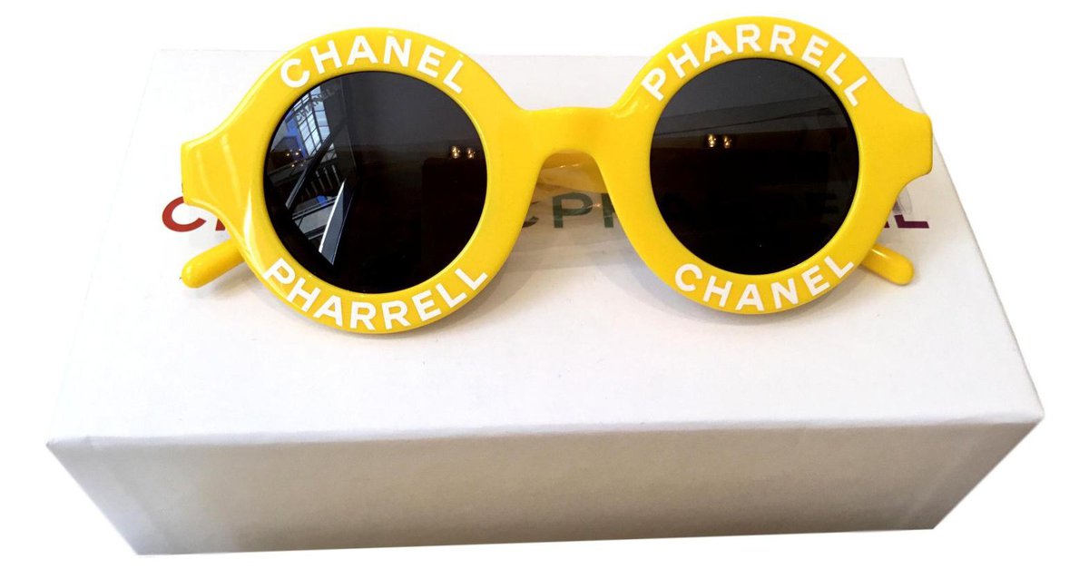 Chanel x Pharell Gold Round Sunglasses  Blue Spinach 