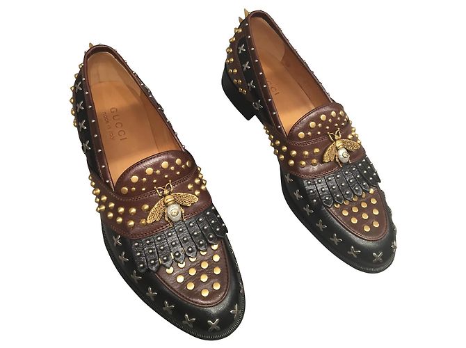 Gucci M Curtis Moc stud bic. Leather LS Nero/light brown  display picture 3