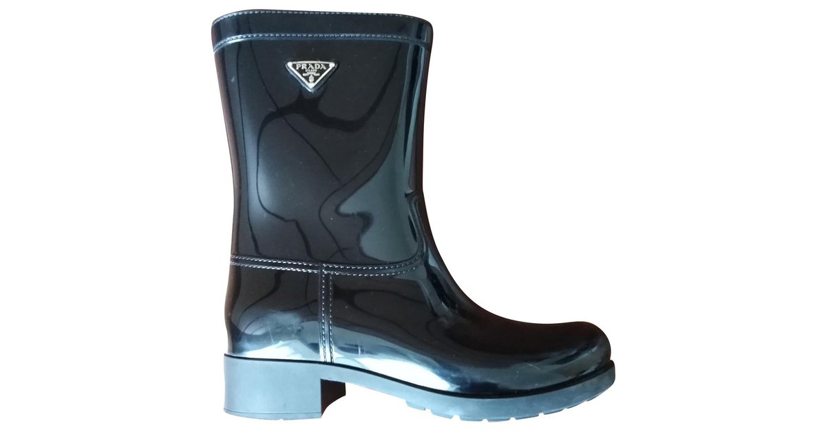 Prada Rubber Rain Boots - Black Boots, Shoes - PRA821717