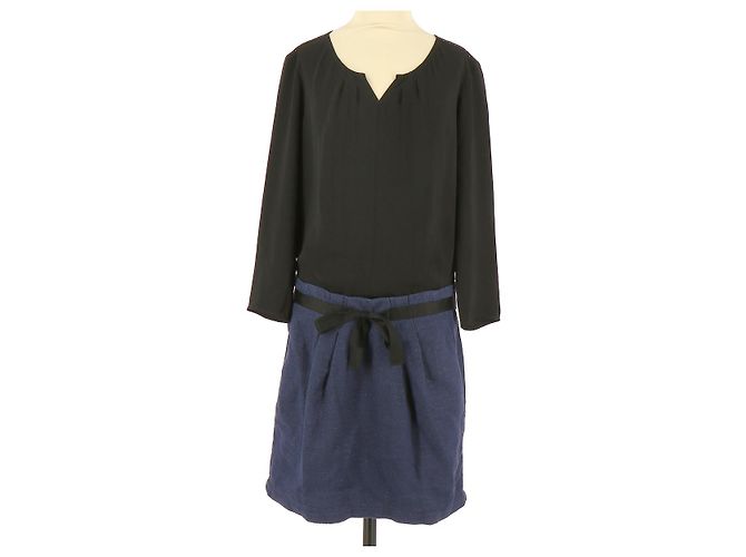 Robe Longue Marron & Beige En Coton - One Step - Taille 40 - En Super état