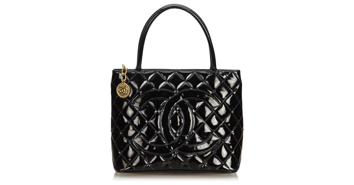 CHANEL Medallion Tote Bag in Black Caviar with Silver Hardware