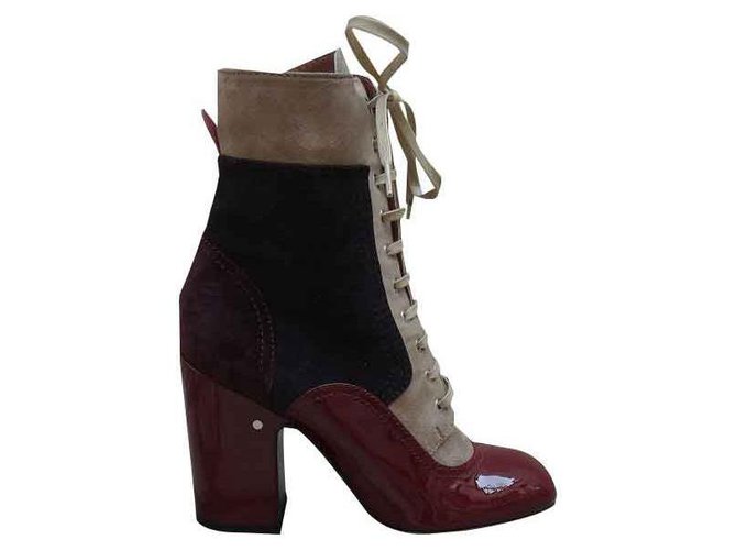 Bottines Noires LAURENCE DACADE Pete - Cuir Daim Clouté Argent, Talon Haut, Taille 39