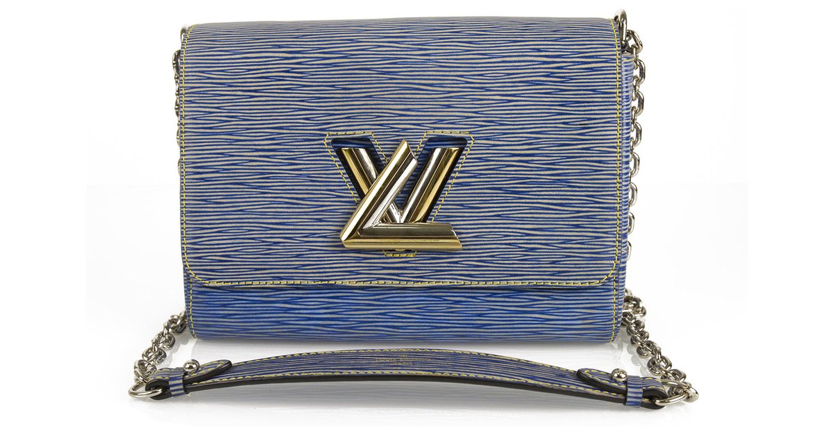 Louis Vuitton Epi LV Twist MM Chain Shoulder Bag Purse Denim Blue Leather  M50271  eBay