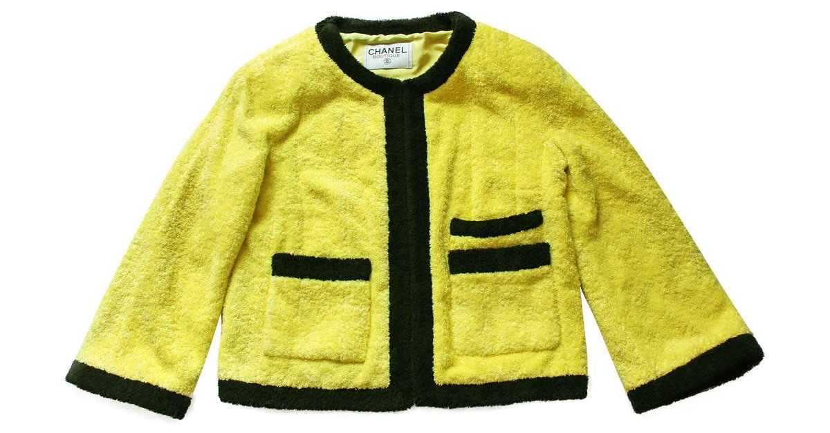 CHANEL ICONIC VINTAGE YELLOW BOMBER QUILTED JACKET COAT,38/40,COLLECTOR'S  PIECE!
