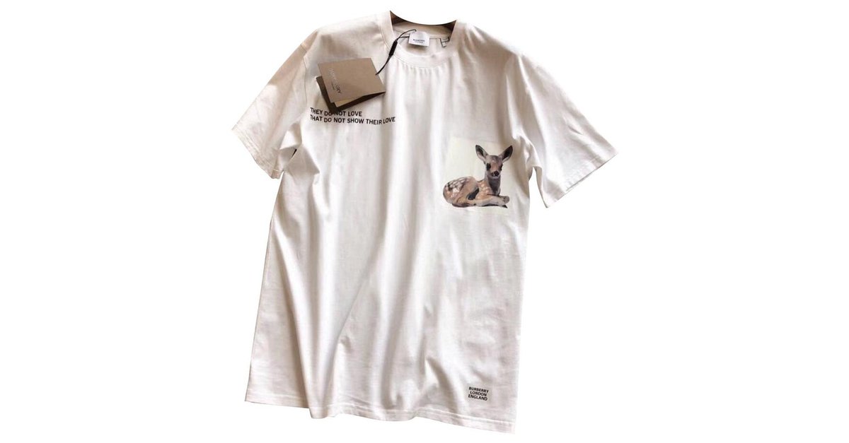 Burberry Bambi T-Shirt S White Cotton  - Joli Closet
