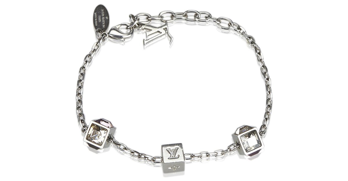 Louis Vuitton Silver Gamble Crystal Bracelet Silvery Pink Metal