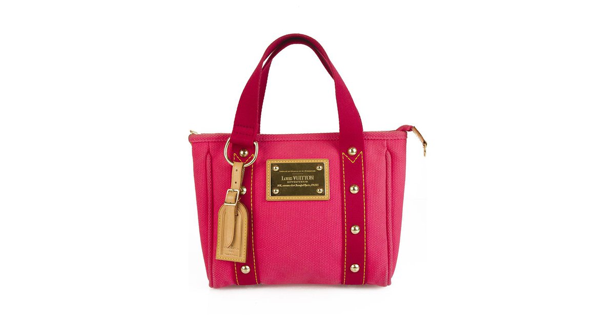 Louis Vuitton Limited Edition Pink Toile Canvas Antigua Cabas MM Bag -  Yoogi's Closet