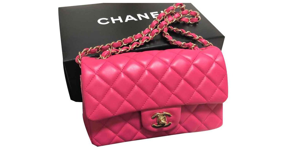 Chanel Gabrielle Small 19k Fluorescent Hot Pink Calfskin Leather Cross   Trésor Vintage
