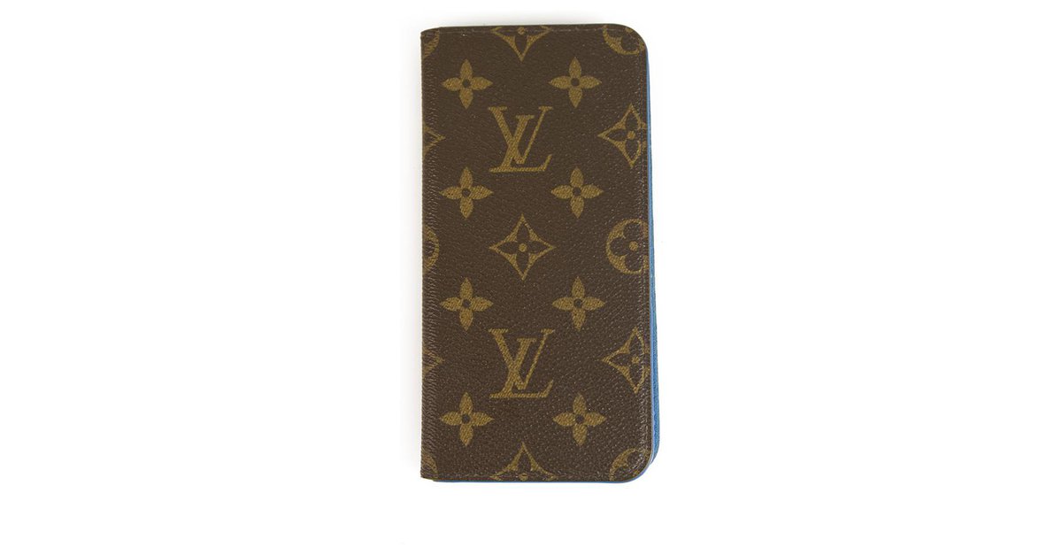 Louis Vuitton Monogram with Blue leather interior Iphone 7 Plus Phone Folio  Case Brown ref.127164 - Joli Closet