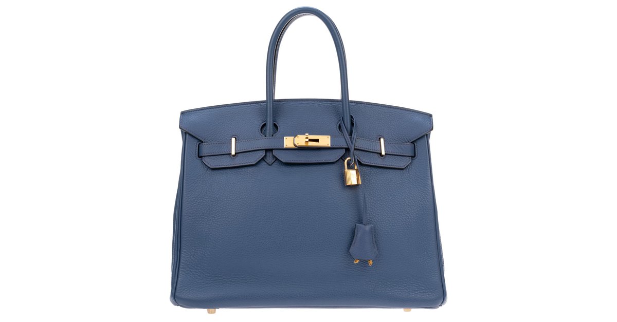 Hermès Hermès Birkin 35 Togo Leather Handbag-Gold Silver Hardware (Top  Handle)